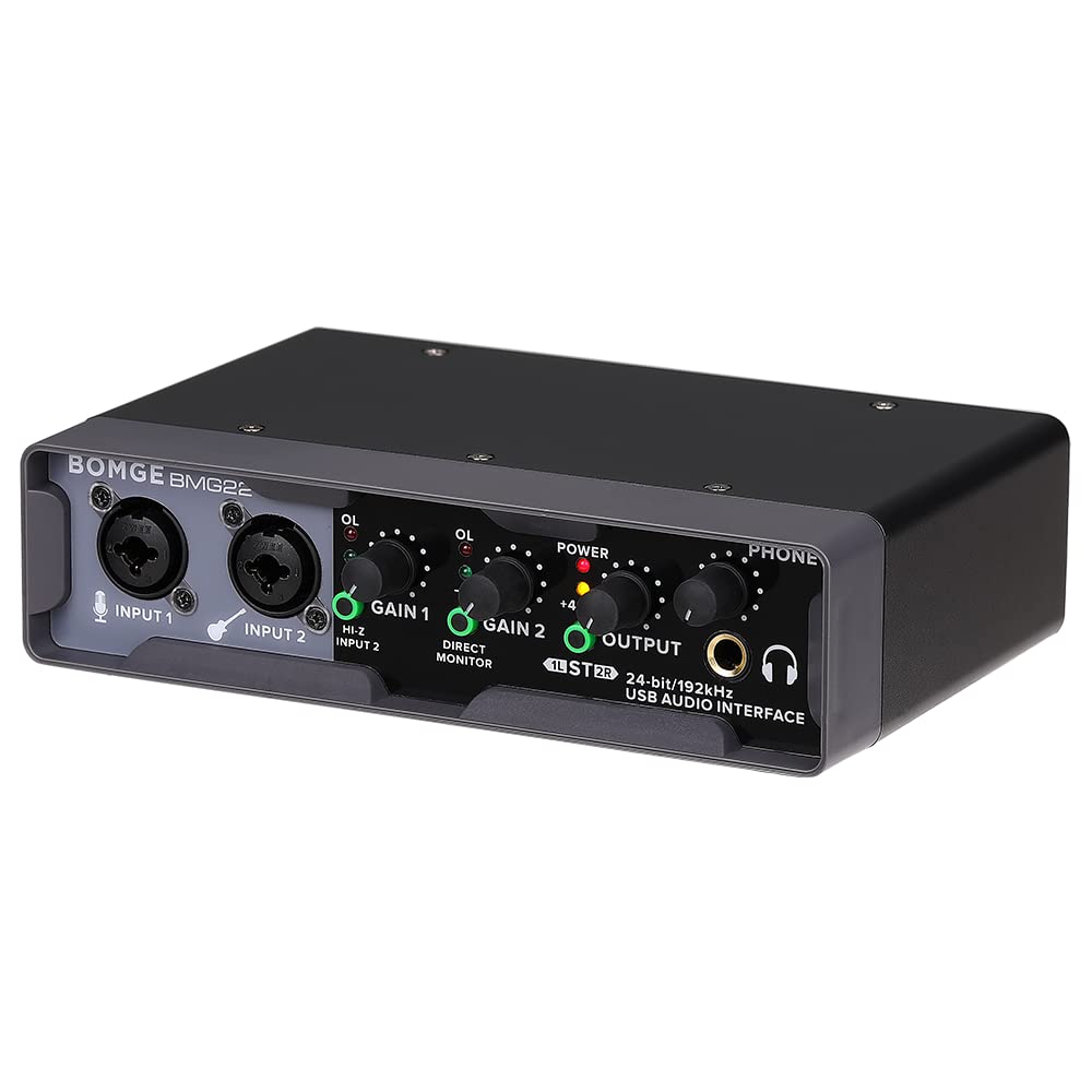 BOMGE USB-Audio-Schnittstelle (24 Bit/192 kHz) mit XLR, Phantomspeisung, Direktüberwachung, Loopback