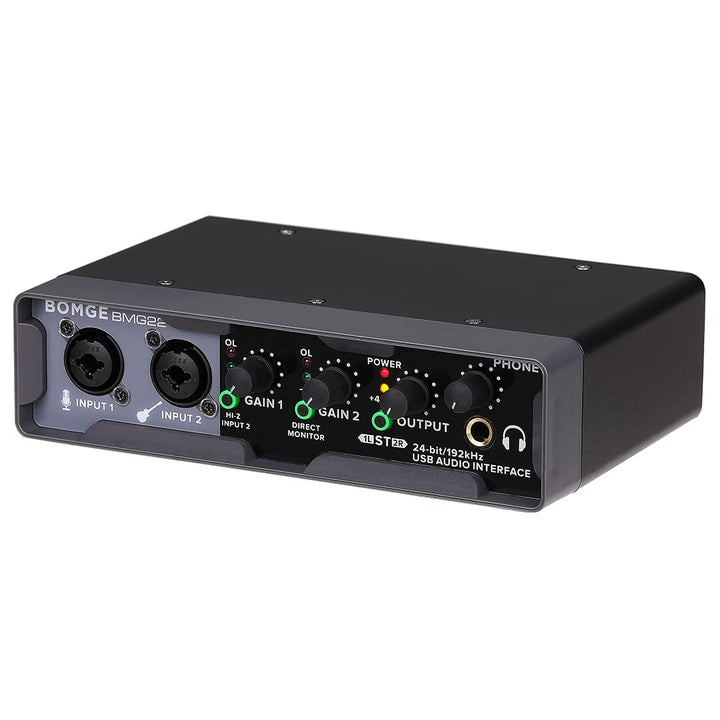 BOMGE USB-Audio-Schnittstelle (24 Bit/192 kHz) mit XLR, Phantomspeisung, Direktüberwachung, Loopback