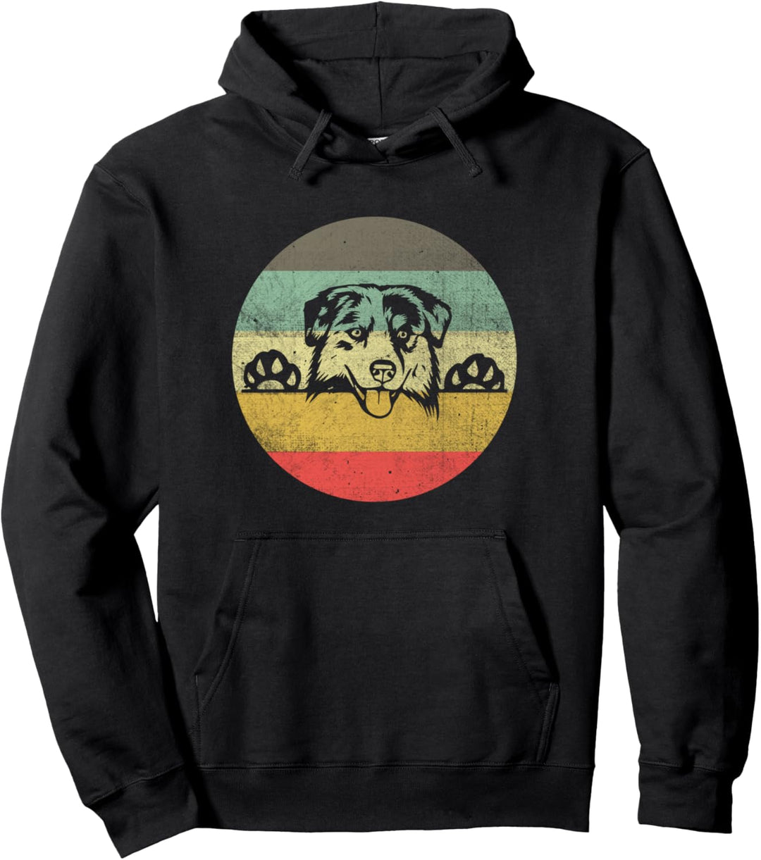 Vintage Retro Australian Shepherd Pullover Hoodie