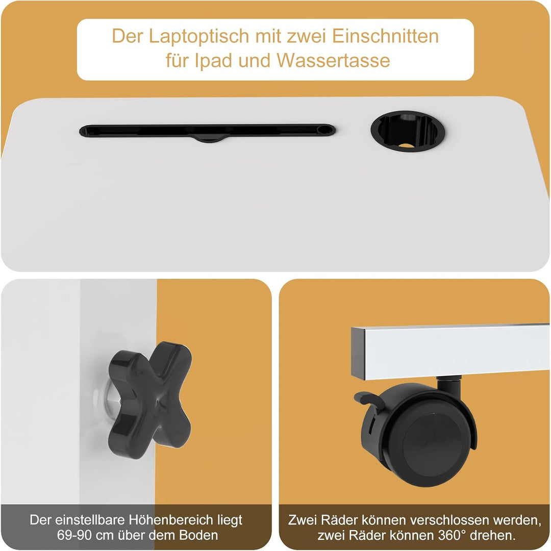 PIPIPOXER 60x40cm Laptoptisch höhenverstellbarer Schreibtisch Computertisch mobiler Laptop-Schreibti