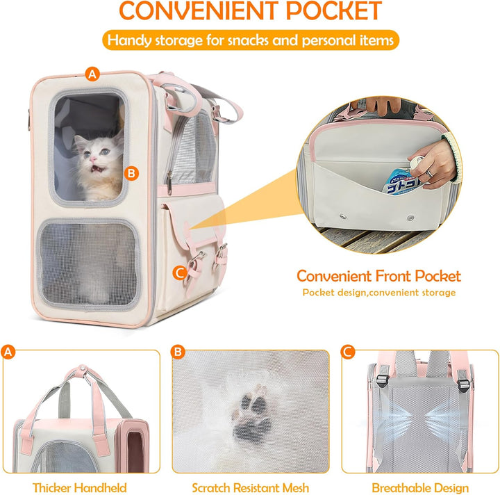 ALLSOPETS Haustier Rucksack mit Netzfenster Tragbare und Faltbare Hunderucksack für Katzen und Hunde