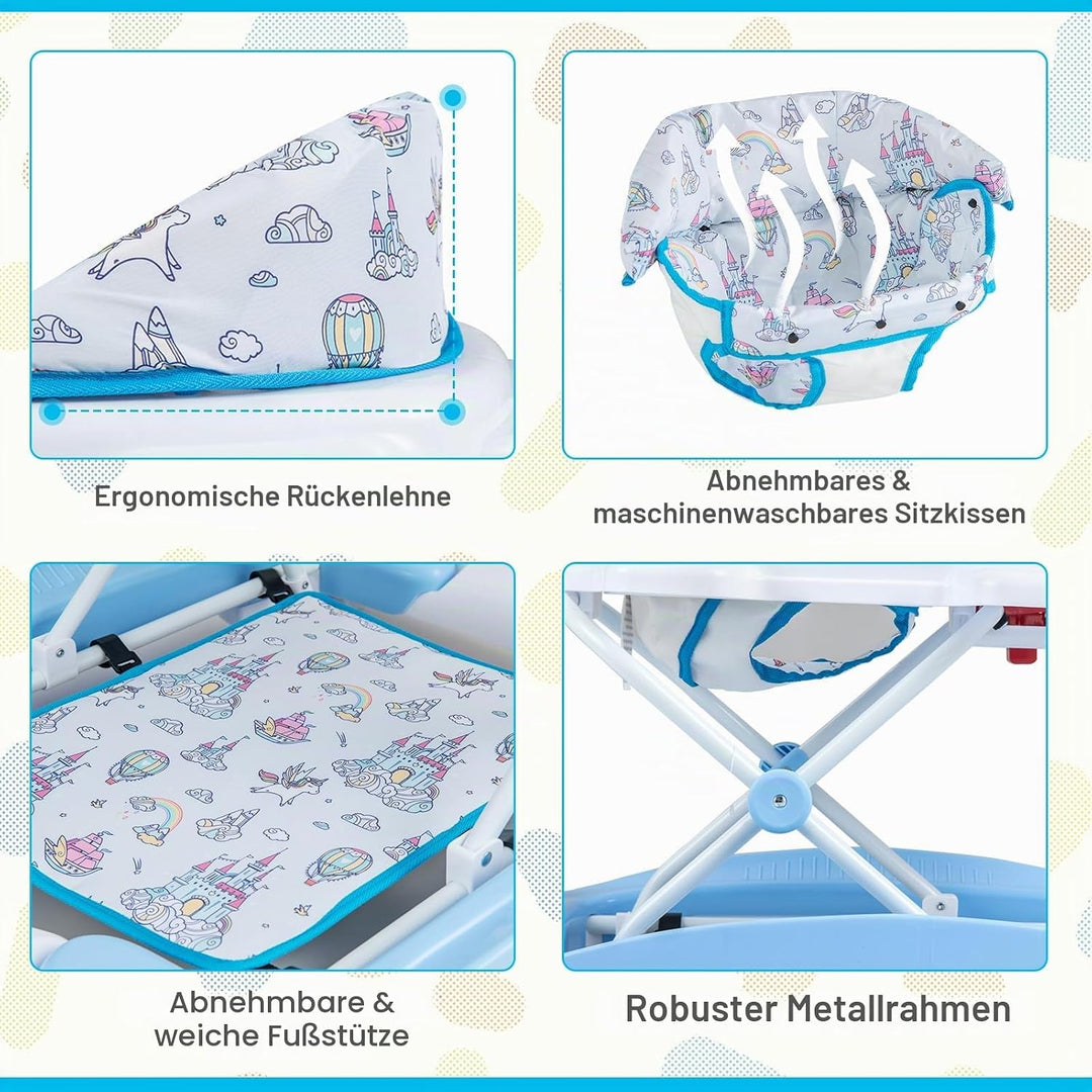 LIFEZEAL 6 in 1 Lauflernhilfe, Babywalker Spiel- und Lauflernwagen zusammenklappbar mit abnehmbarem
