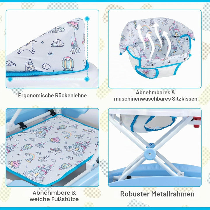 LIFEZEAL 6 in 1 Lauflernhilfe, Babywalker Spiel- und Lauflernwagen zusammenklappbar mit abnehmbarem