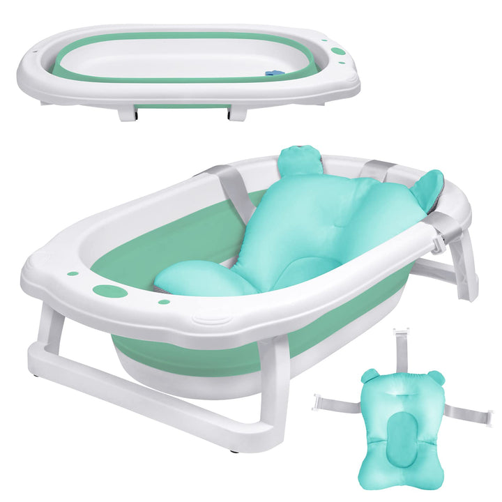 UISEBRT Faltbare Baby Badewanne Babywanne Kinderbadewanne Baby-Duschwanne mit Ergonomischem Badekiss