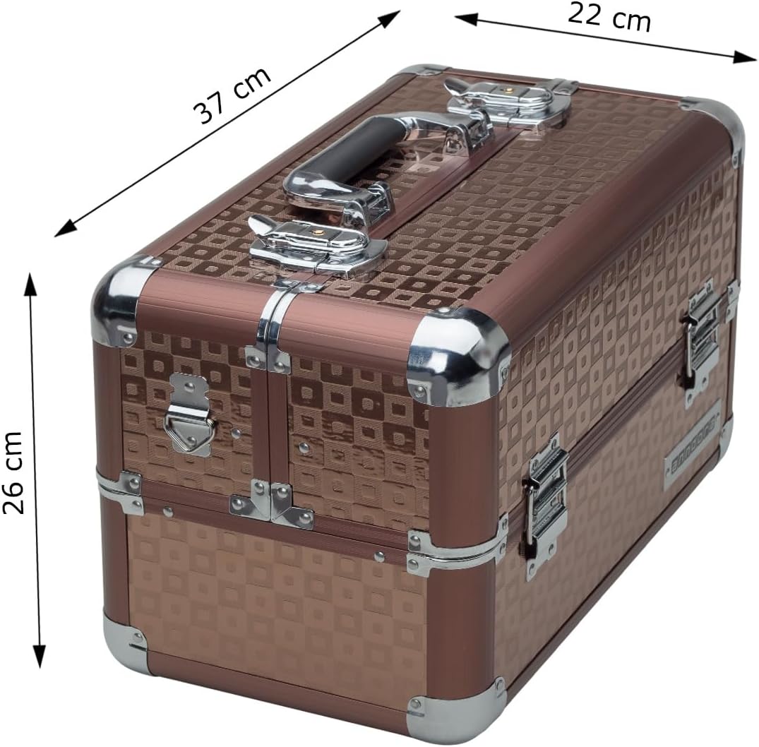 anndora Beauty Case Alu Kosmetikkoffer Schminkkoffer Werkzeugkoffer - Braun Karo Fs02 Braun / Braun,