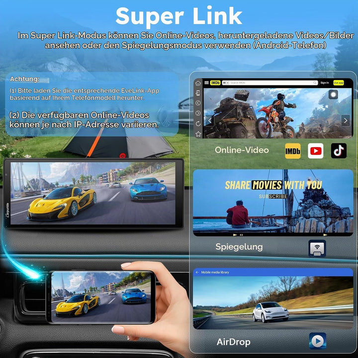 CARPURIDE W903S3 CarPlay Display 9.3" Triple Kamera 4K Android Auto GB TF 9.3 zoll, 9.3 zoll