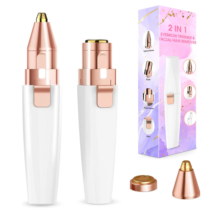 Augenbrauen Trimmer, 2 in 1 USB Augenbrauenrasierer Elektrisch und Gesichtshaarentferner für Frauen,