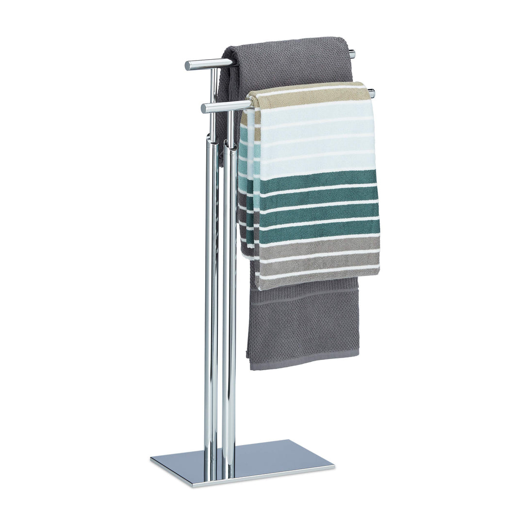 Relaxdays Handtuchhalter stehend PAGNONI, Handtuchständer 2-armig, HBT 78 x 46 x 20 cm, Standhandtuc