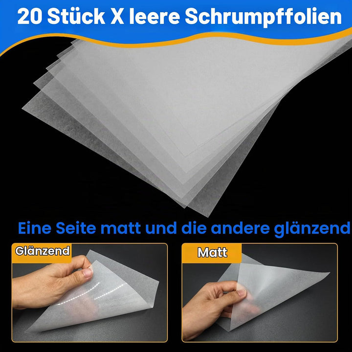 lompyeu 181 Stück Schrumpffolie Set,Schrumpffolie zum Basteln mit 20 Blank Schrumpffolie,Locher, Ohr