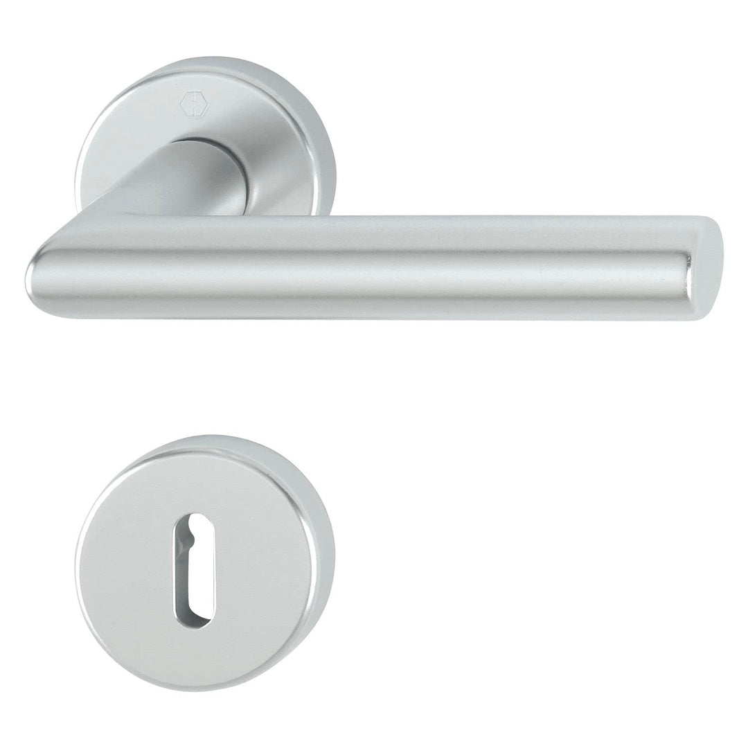 HOPPE 3286534 Drückergarnitur Amsterdam mit Rosetten BB (Buntbart), silber eloxiert BB Silber Eloxie