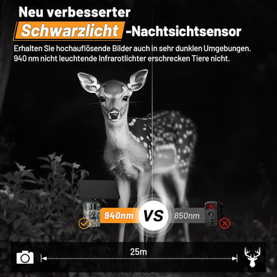 XTU 4G Wildkamera mit SIM Karte - LTE Solar Wildtierkamera mit Handyübertragung App,PIR Bewegungsmel