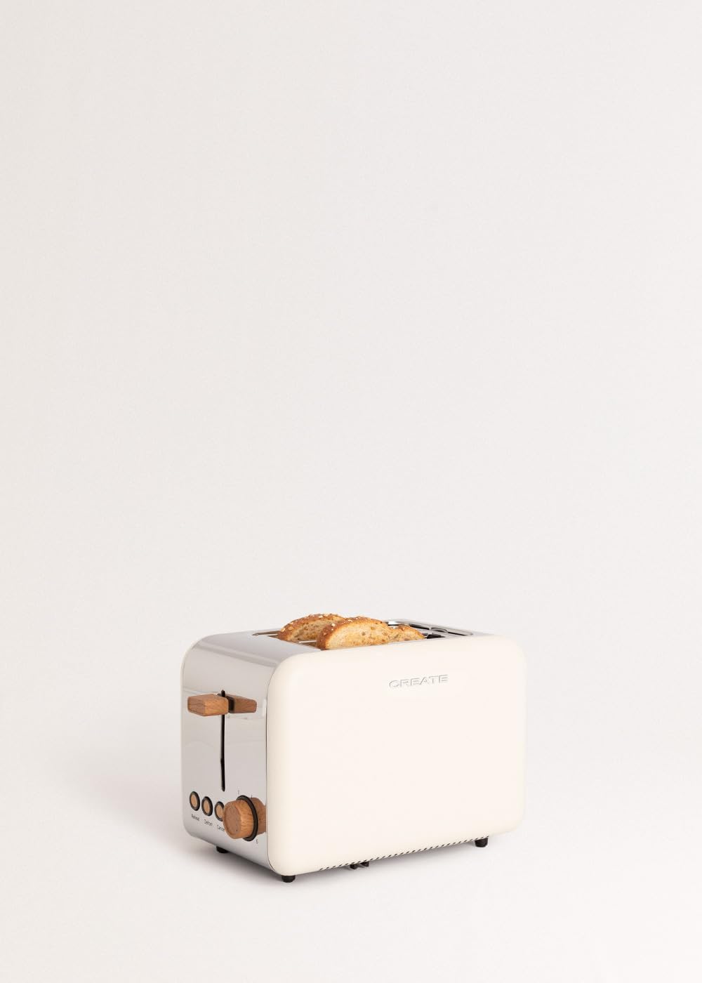 CREATE/TOAST RETRO/Toaster Cremeweiss / 6 Leistungsstufen, Krümelschublade, Thermostat, Auftauen, Au