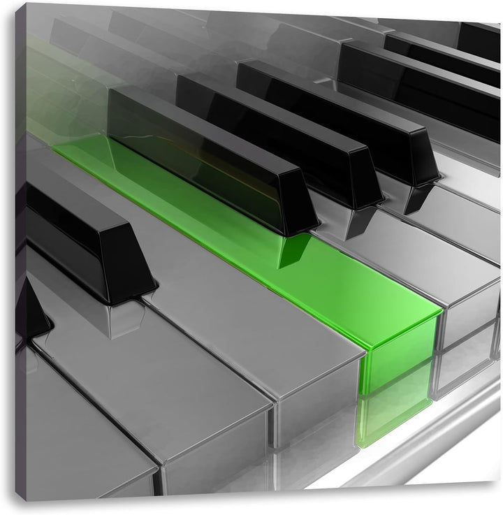 Piano Green Klaviertasten schwarz/weiss, Format: 70x70 auf Leinwand, 70x70