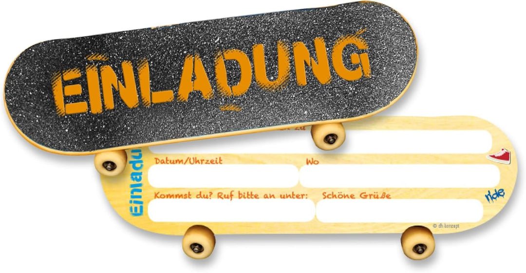 42-tlg. Party-Set * SKATEPARK * mit Teller + Becher + Servietten + Einladungen | Skating Geburtstag