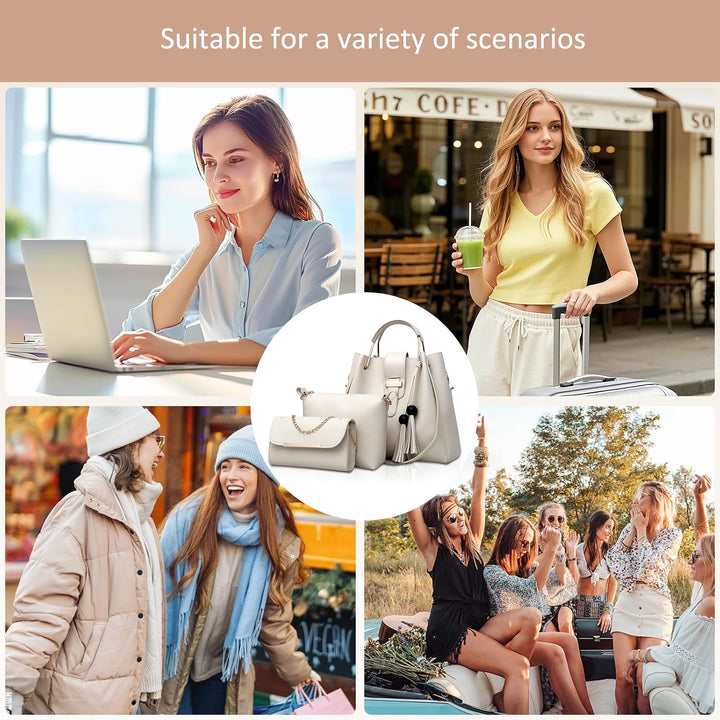 NICOLE &amp; DORIS Damen Handtaschen 3 Stück Taschen für Damen Kette Tasche Top-Griffe Schultertaschen P