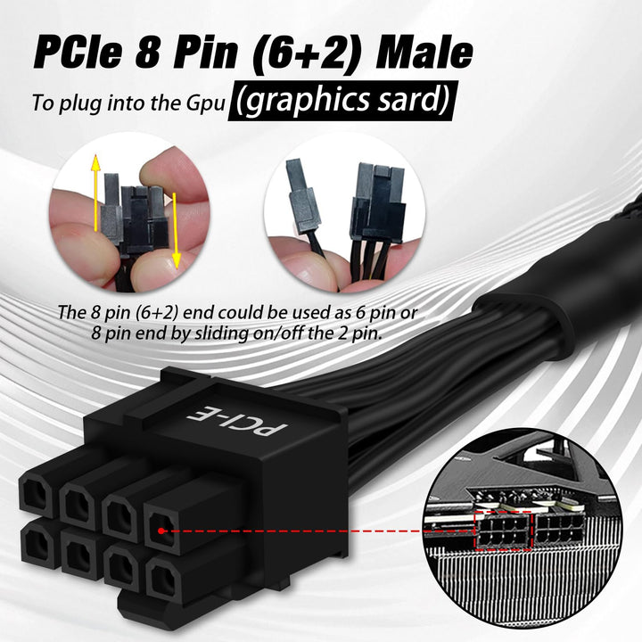 COMeap (2er-Pack) PCIe Kabel für EVGA Netzteil, PCIe 8 Pin Stecker auf 8 Pin (6+2) Stecker, PCI-Expr