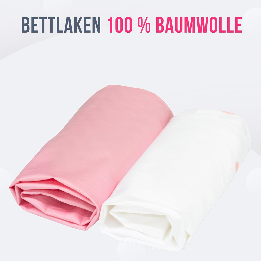 GOYSILA Next to Me Beistellbett Spannbettlaken für Chicco Next2Me Wiege 2 Teile 100% Baumwolle + 1 W