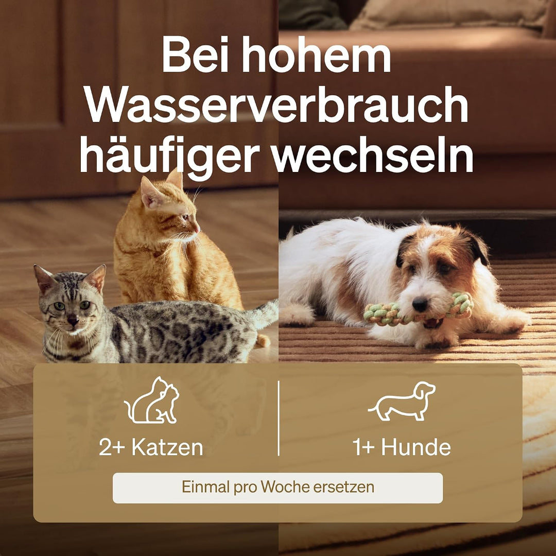 PETLIBRO Ersatzfilter für Dockstream Katzenbrunnen mit kabelloser Pumpe 2,5 l/84 oz Trinkbrunnen für