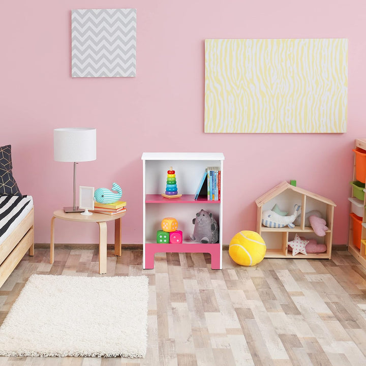 Relaxdays Kinderregal, 2 Fächer, HxBxT: 66x48x24 cm, für Bücher &amp; Spielsachen, Spielzeugregal Kinder