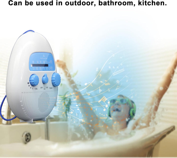 AM/FM-Duschradio mit Integriertem Lautsprecher, Wasserdichtes Badezimmer-Hängeradio mit Drehknopf Zu