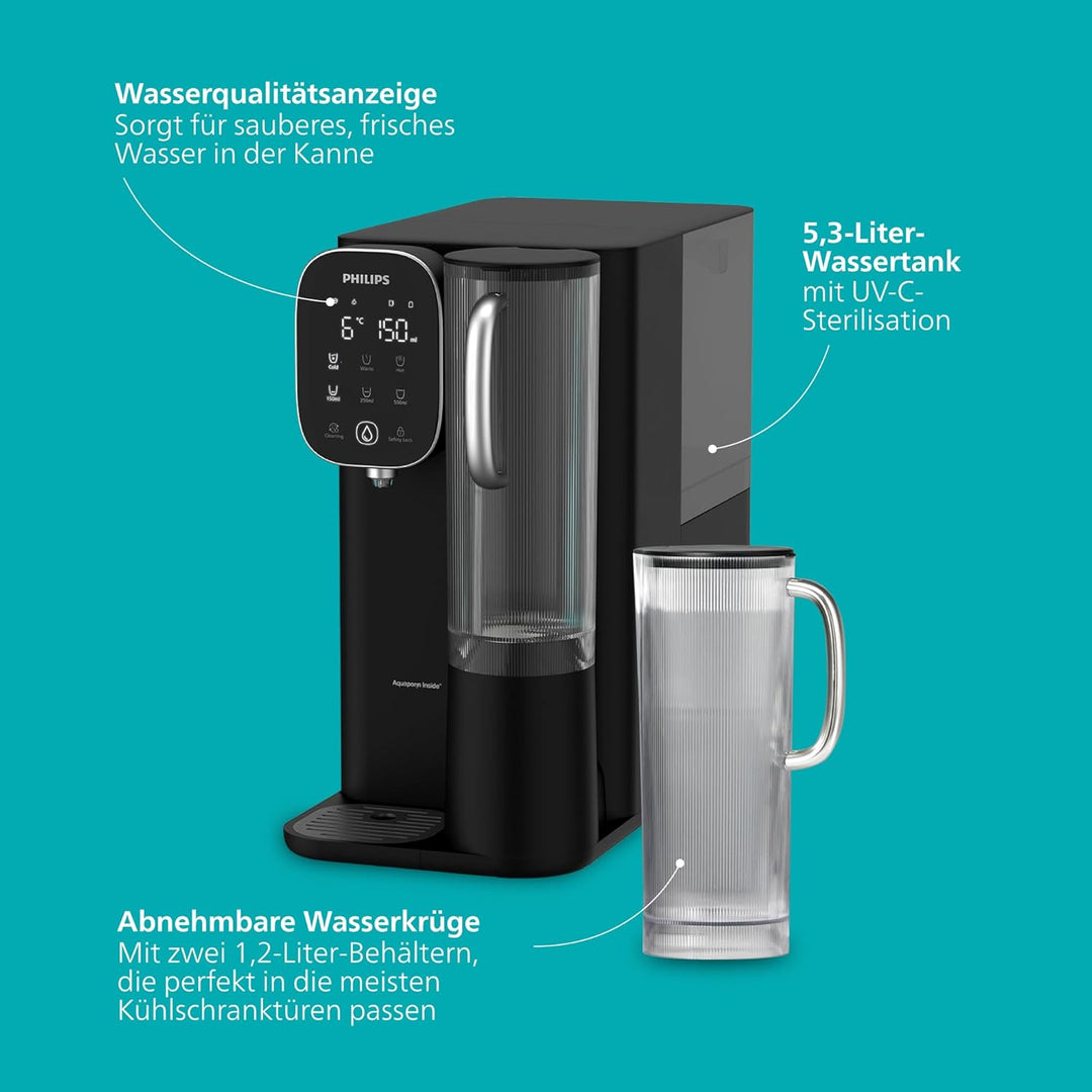 Philips Water Umkehrosmose-Wasserstation ADD6912BK/10: Eliminiert bis zu 110 Substanzen, sofortige E