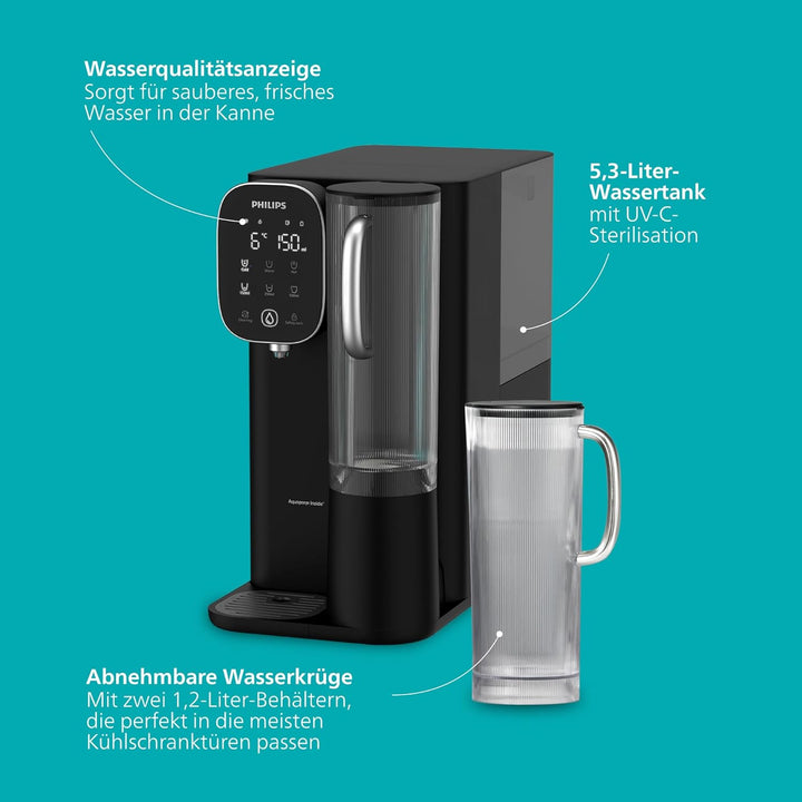 Philips Water Umkehrosmose-Wasserstation ADD6912BK/10: Eliminiert bis zu 110 Substanzen, sofortige E