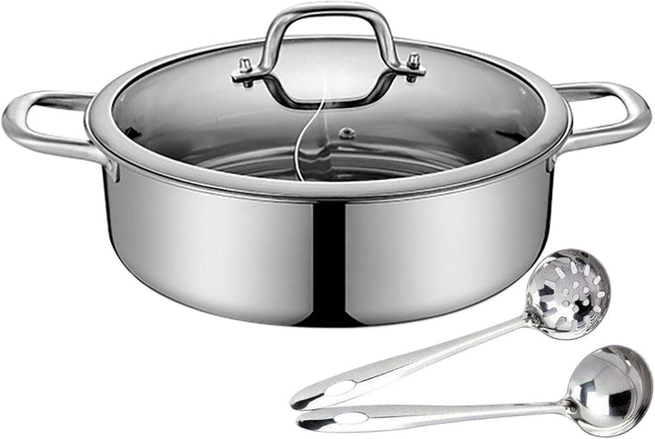 28cm/32cm Shabu Dual Side Hot Pot Edelstahl Cookware 2 Kammern Mit Glasdeckel Shabu, Suppentöpfe Her