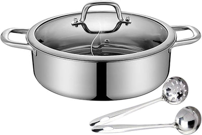 28cm/32cm Shabu Dual Side Hot Pot Edelstahl Cookware 2 Kammern Mit Glasdeckel Shabu, Suppentöpfe Her