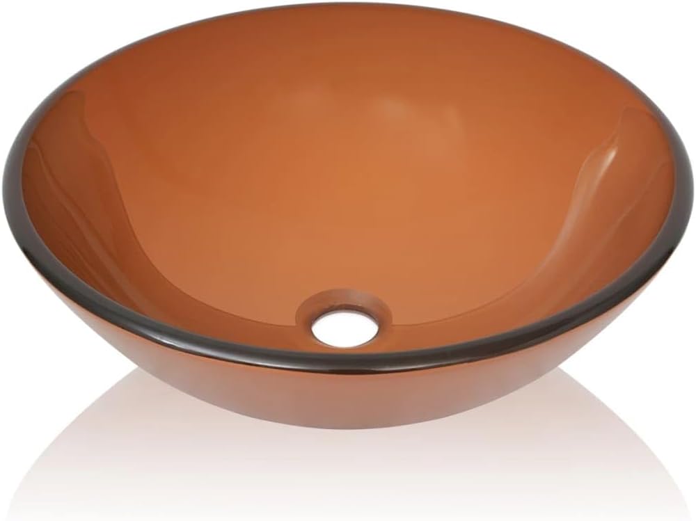 vidaXL Waschbecken Hartglas 42cm Braun Aufsatzbecken Waschschale Waschtisch, Braun
