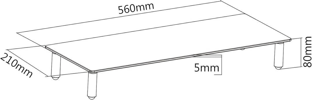 DIGITUS Universal Monitor-Erhöhung aus Glas - Bildschirm-Ständer - Traglast 20 kg - Rutschhemmend -
