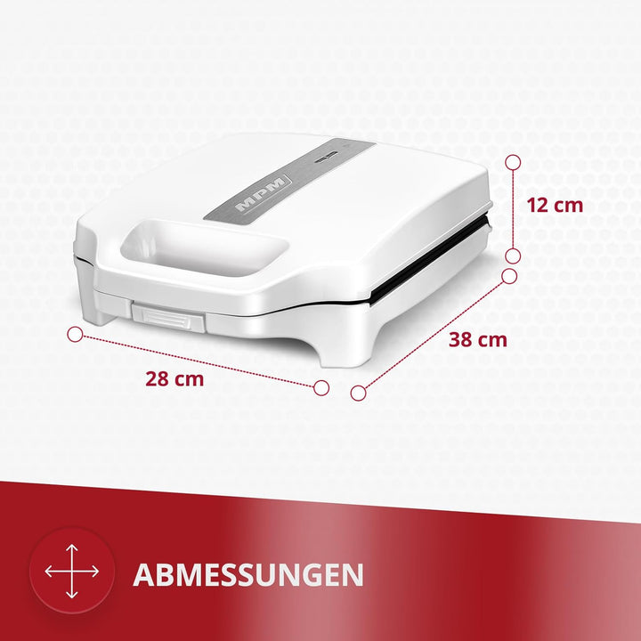 MPM MOP-35 Elektrischer Sandwichmaker für 4 Sandwiches, 8 in Dreiecksform, Antihaftbeschichtete Plat