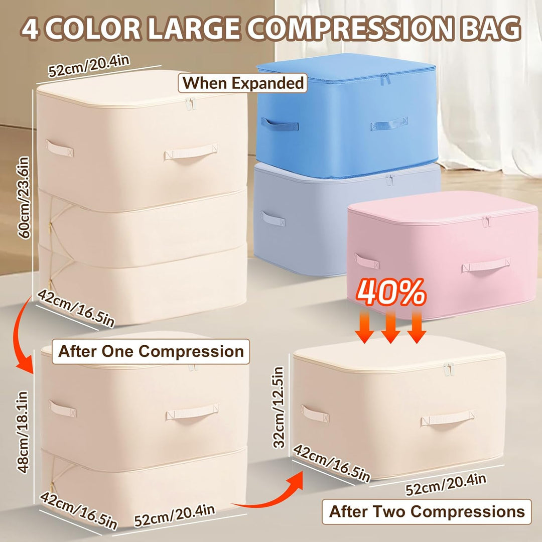 4 Stück Ultra Platzsparender Selbstkomprimierender Organizer, 52x42x60cm Aufbewahrungstasche für Bet
