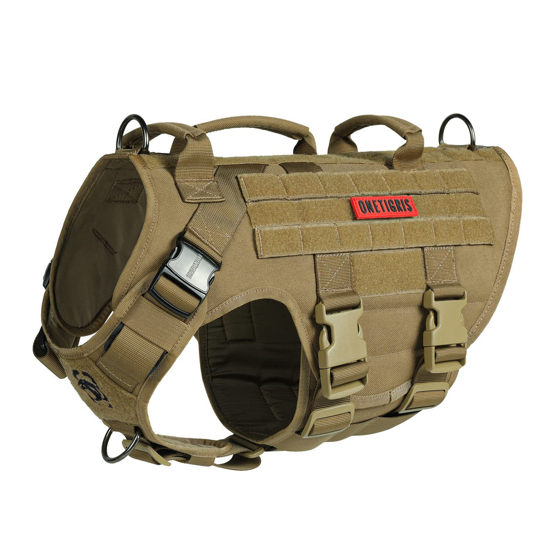 OneTigris Hundegeschirr, X Destroyer Taktisches Geschirr Hund 3 Griffe Heavy Duty Hundeweste mit Met
