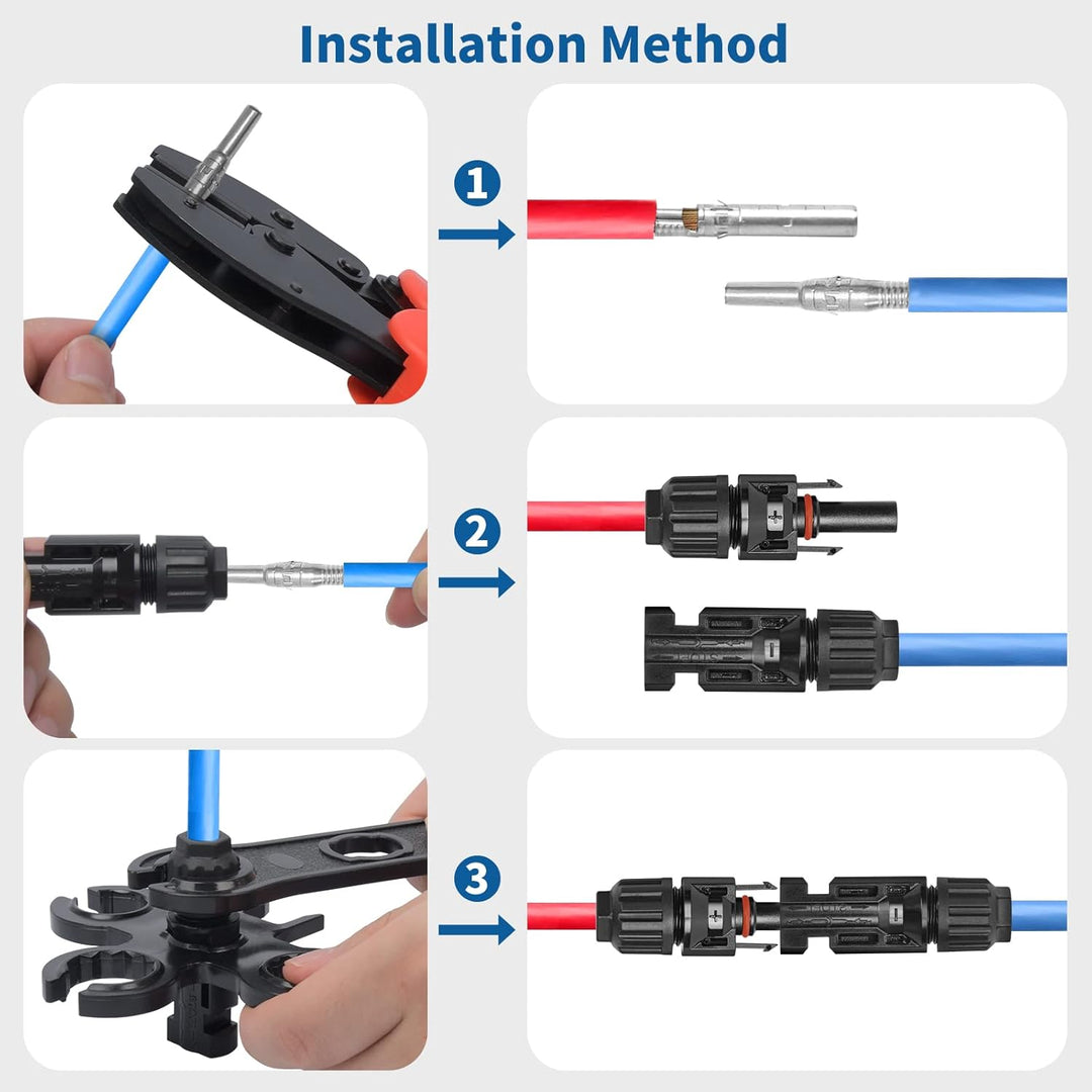 Elecoutek Solar Crimpzange Set für 2.5 4 6mm² Solarpanel Solarkabel, 6 Paar Männlich Weiblich Solars