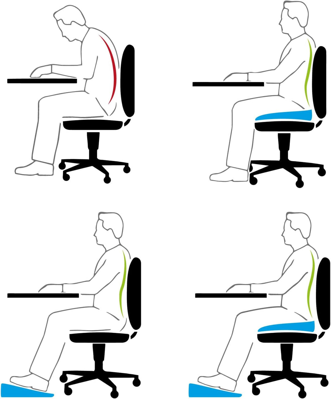 GORANDO® Bequemes Premium Keilkissen für Büro, Auto - Ergonomisches Sitzkissen - Fest, Formstabil -