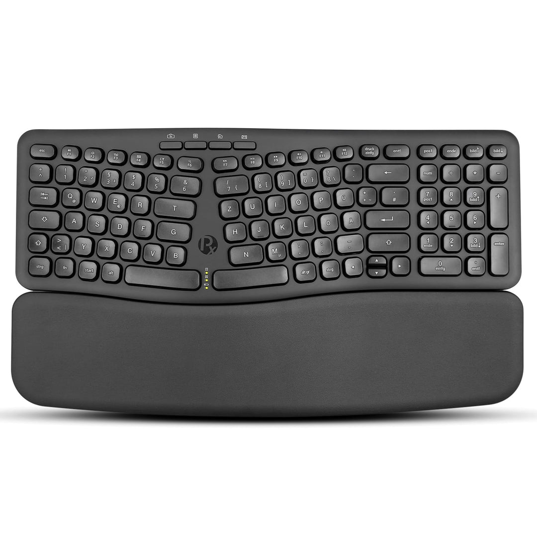 Perixx PERIBOARD-636DE Wireless Ergonomic Compact Keyboard, Leise Tasten, 2.4G Technologie, Abnehmba