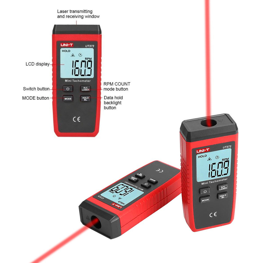 Berührungsloser Drehzahlmesser, UT373 LCD Digital Laser Umdrehungsmesser Tachometer