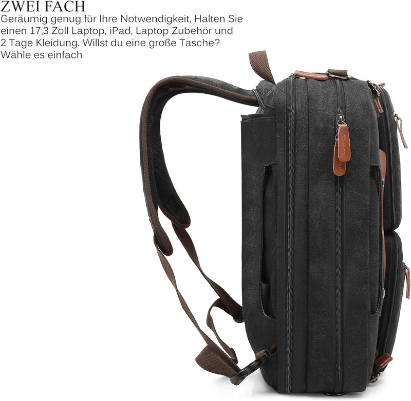 CoolBELL umwandelbar Laptoptasche 17 Zoll Aktentasche Messenger Bag Umhängetasche Business Backpack