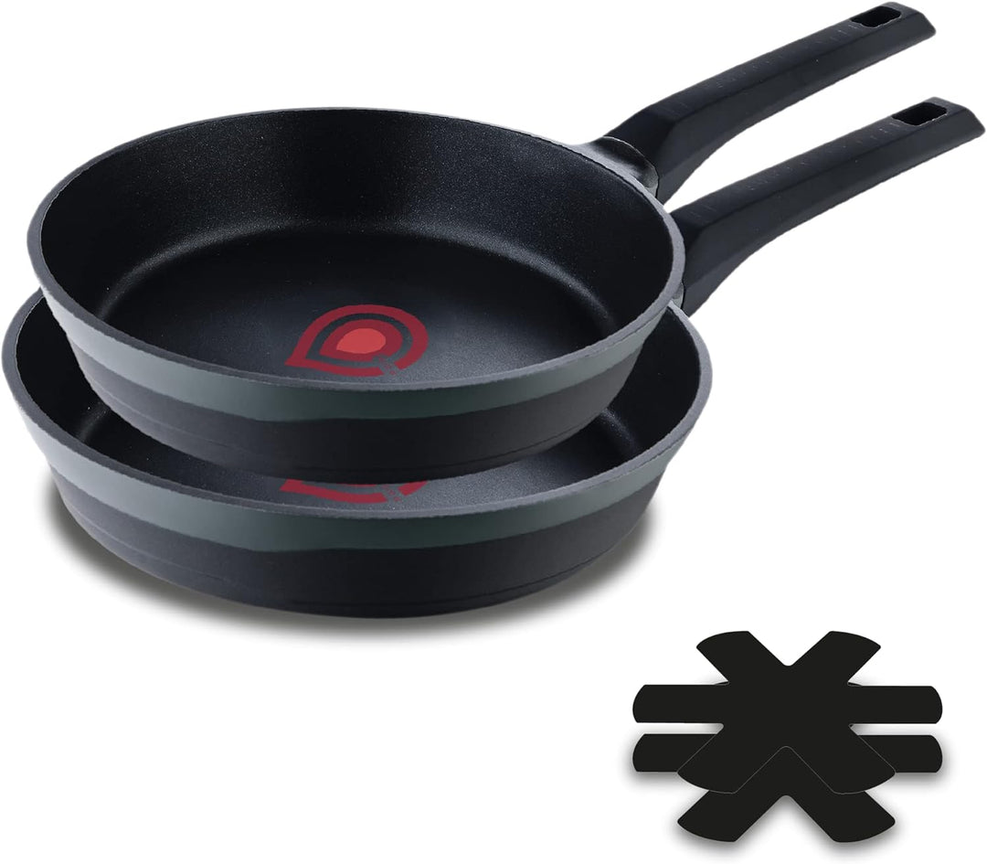 MasterPRO Gastro Reeco | 2er-Set Bratpfannen mit 24 und 28 cm Durchmesser | Heatdot | Recycelter Alu