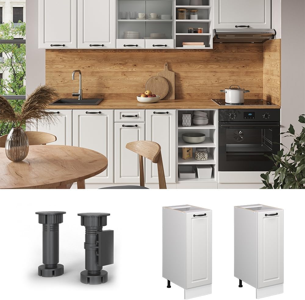 Vicco Unterschrank für die Küche R-Line, Weiss Landhaus/Weiss, AP Marmor Weiss Landhaus Apothekersch