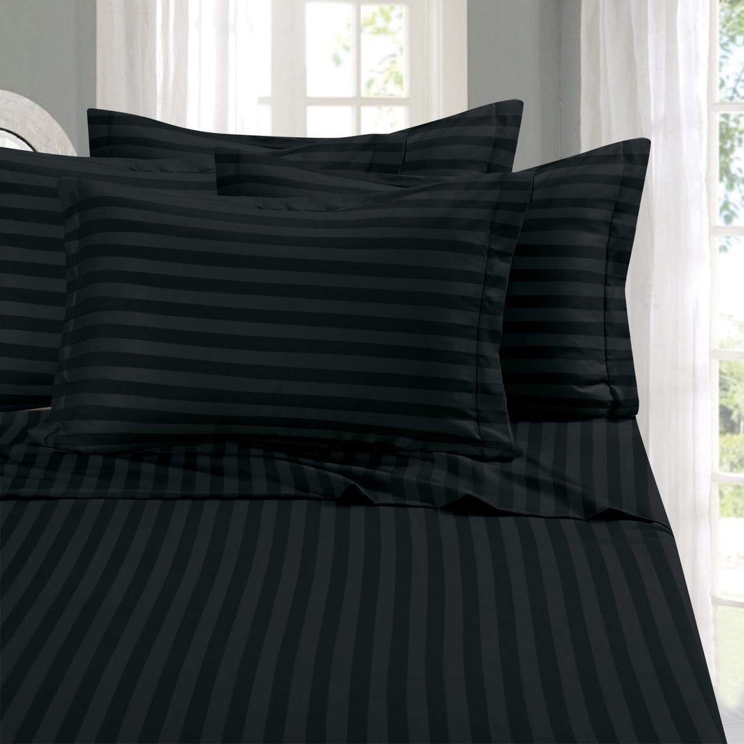 Elegant Comfort Stripe Bed Sheets Bettlaken, schwarz, Queen Queen Schwarz, Queen Schwarz