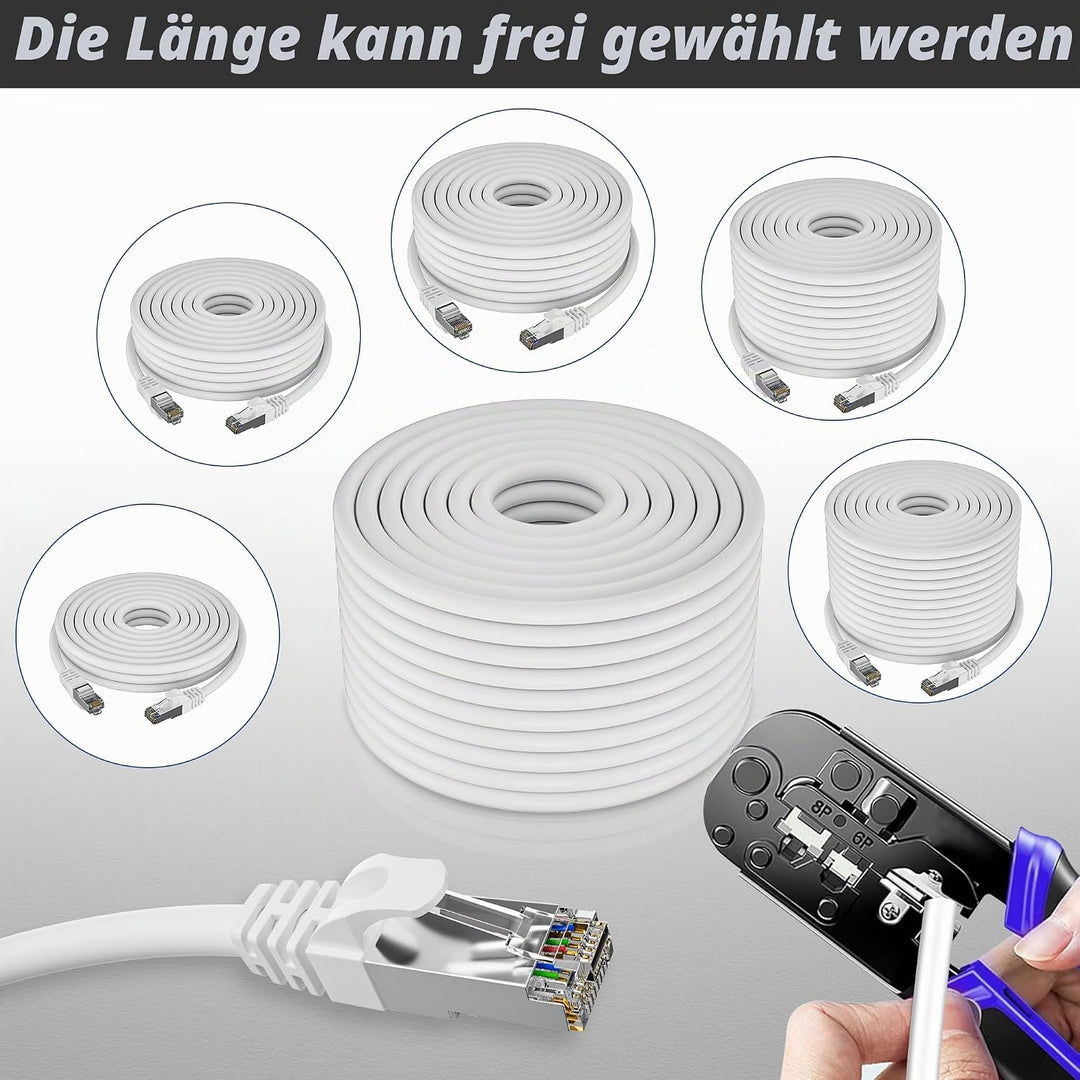 Netzwerkkabel 150m Outdoor, Lan Kabel Cat 6 150 Meter Verlegekabel Weiss Lange Aussenbereich Install