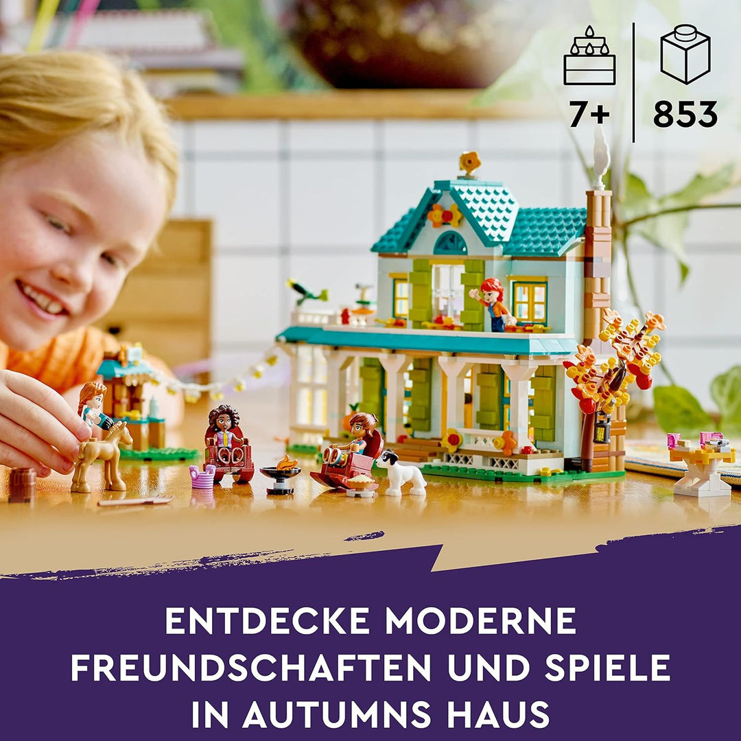 LEGO 41730 Friends Autumns Haus, Puppenhaus mit Tierfiguren und Zubehör, Mini-Puppen Autumn, Mia und