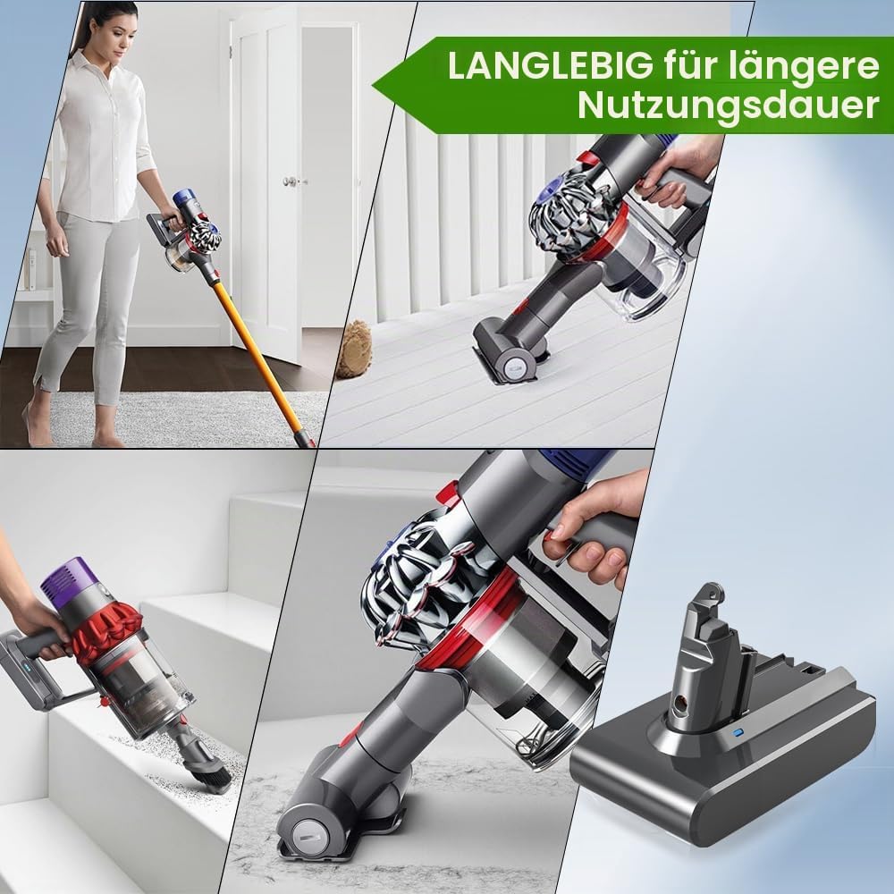 Akku für Dyson V6 Serie, 7500mAh Neues Upgrade Hochkapazitäts Ersatzakku für Dyson V6 Tier/Absolut/M