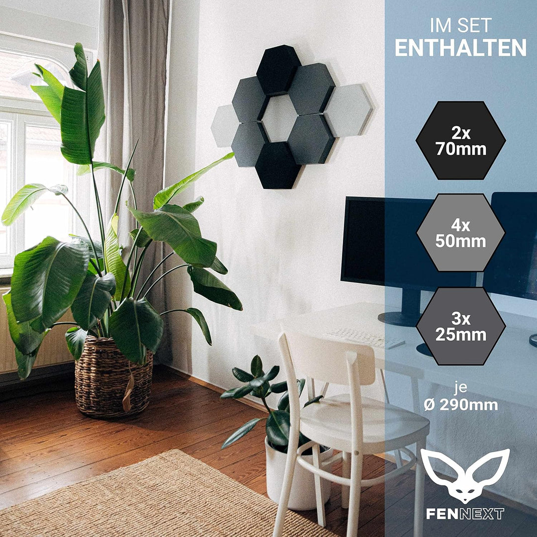 FENNEXT ® Velvet Schallabsorber Wand - Dekorative Hexagon Akustikpaneele für Gaming, YouTube Studio,