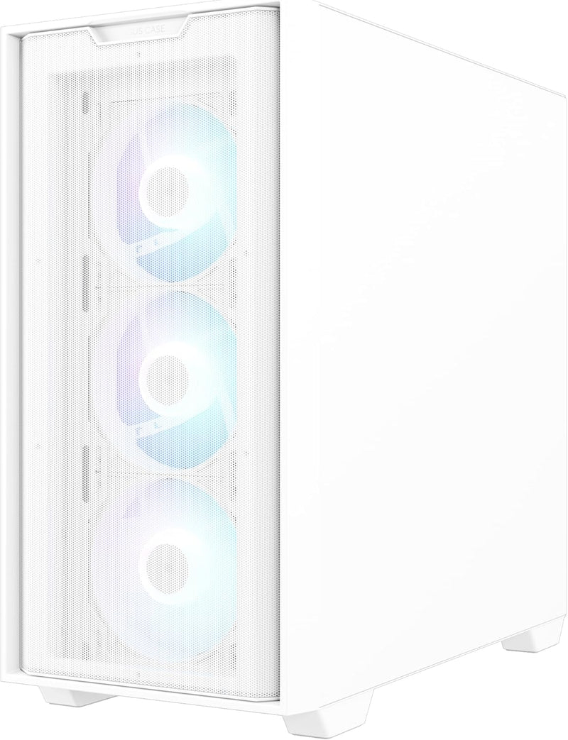ASUS A21 Plus TG ARGB White microATX PC Gehäuse (vorinstallierte ARGB-Lüfter, Mesh Frontpanel, kompa