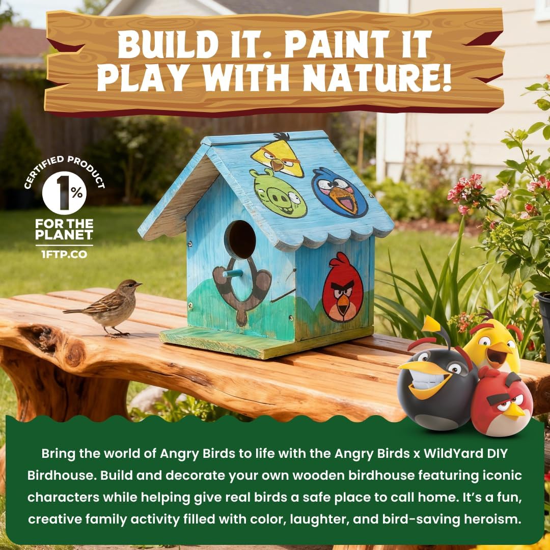 Angry Birds X WildYard DIY Vogelhaus-Bausatz – Holz-Nistkasten zum Bemalen & Bauen, Zedernholz Vogel