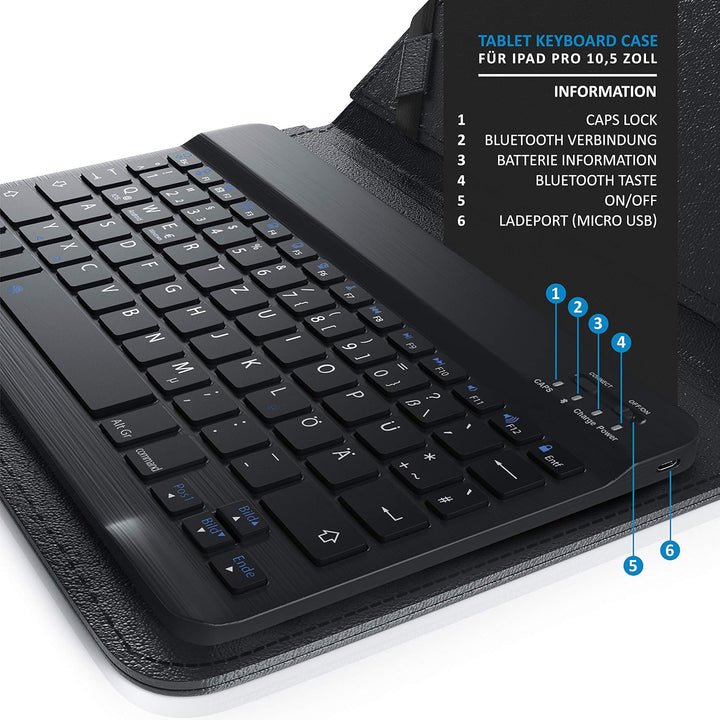 CSL - Bluetooth Slim Tastatur für Tablets 9-10 Zoll - für Apple iPad 2 3 4 UVM. inkl. Kunstledercase