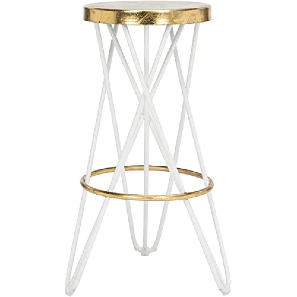 SAFAVIEH Modern Bar & Thekenhocker, Weiss und Gold Weiss / Gold, Weiss / Gold