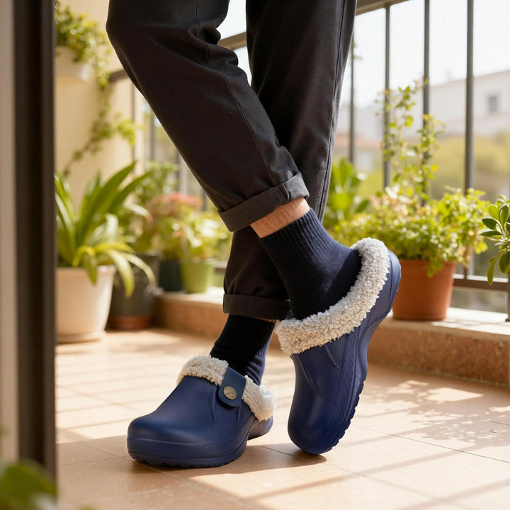 ChayChax Damen Clogs Gefüttert Herren Winter Hausschuhe Wasserdicht Warme Pantoffeln Plüsch Pantolet